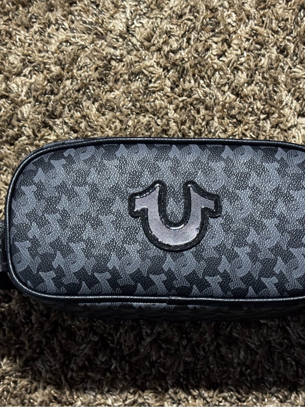 True Religion Gray & Black Patterned Belt Bag